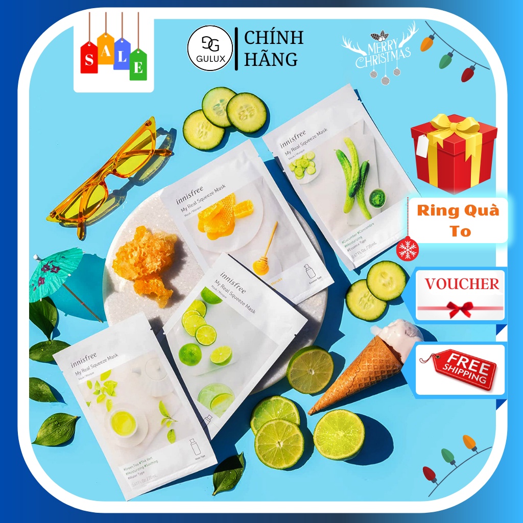 Mặt nạ giấy dưỡng da Innisfree My Real Squeeze Mask, Mặt nạ dưỡng ẩm Hàn Quốc