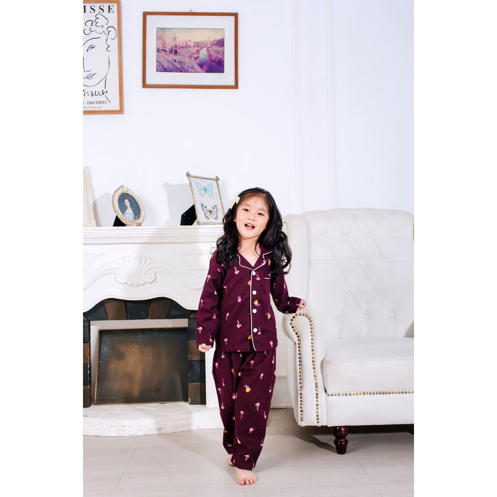 Bộ quần áo Pyjama mẹ và bé MILAM cổ vuông dài tay mặc nhà thoải mái dễ chịu