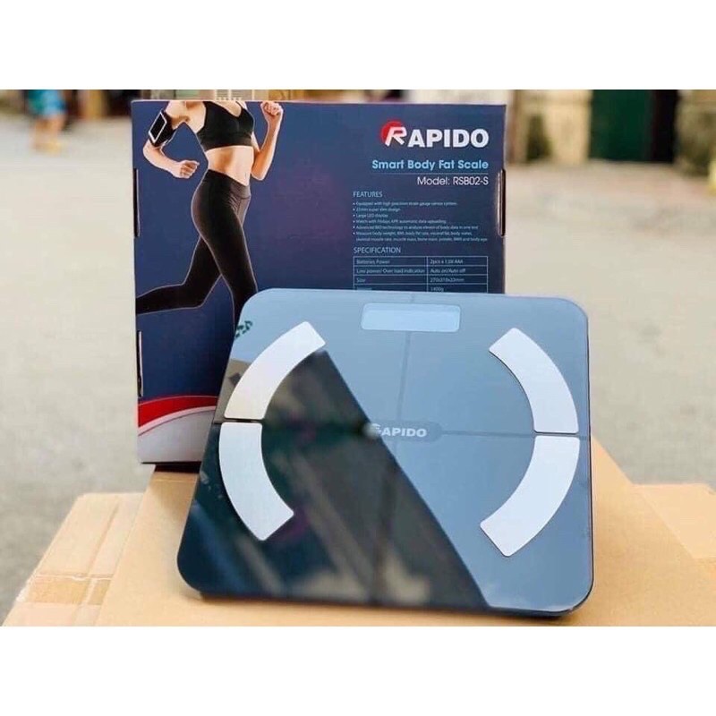 Cân sức khỏe điện tử thông minh Rapido RSB02-S kết nối Bluetooth - Hàng chính hãng, Bảo hành 12 tháng