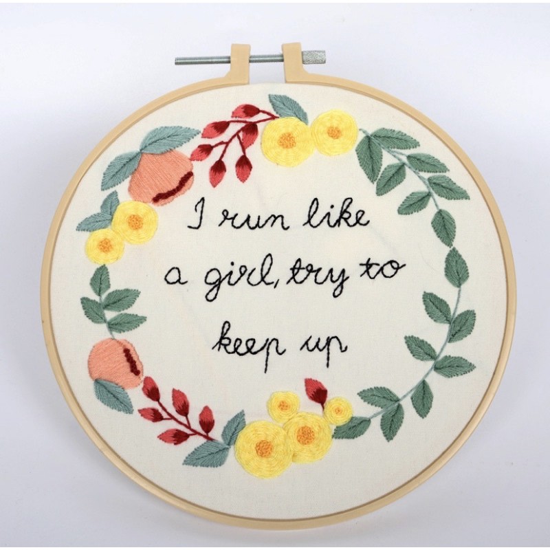 Set thêu hiện đại Embodery gồm vải in sẵn + chỉ thêu màu