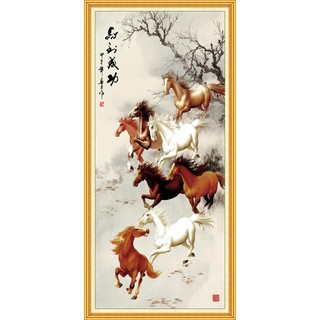 Tranh dán tường khổ dọc HD Mã Đáo Thành Công HUD0682K Kim sa