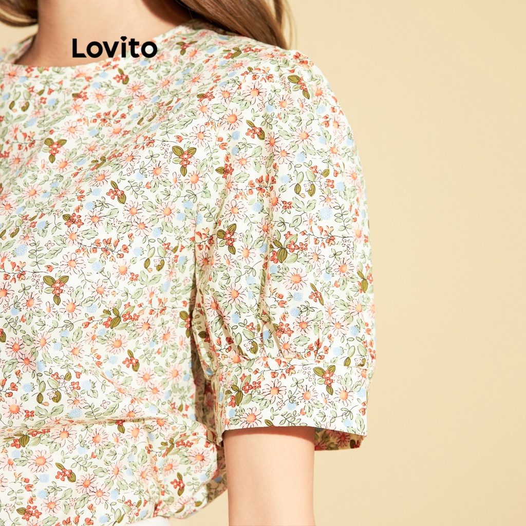 Áo kiểu Lovito nhẹ và thoáng khí hoa sắc nét phong cách thường ngày L25ED016 (nhiều màu)