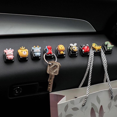 Móc Treo Chìa Khóa Xe Hơi Bằng Nhựa Tự Dính Hình mickey minnie Khủng Long Thông Dụng