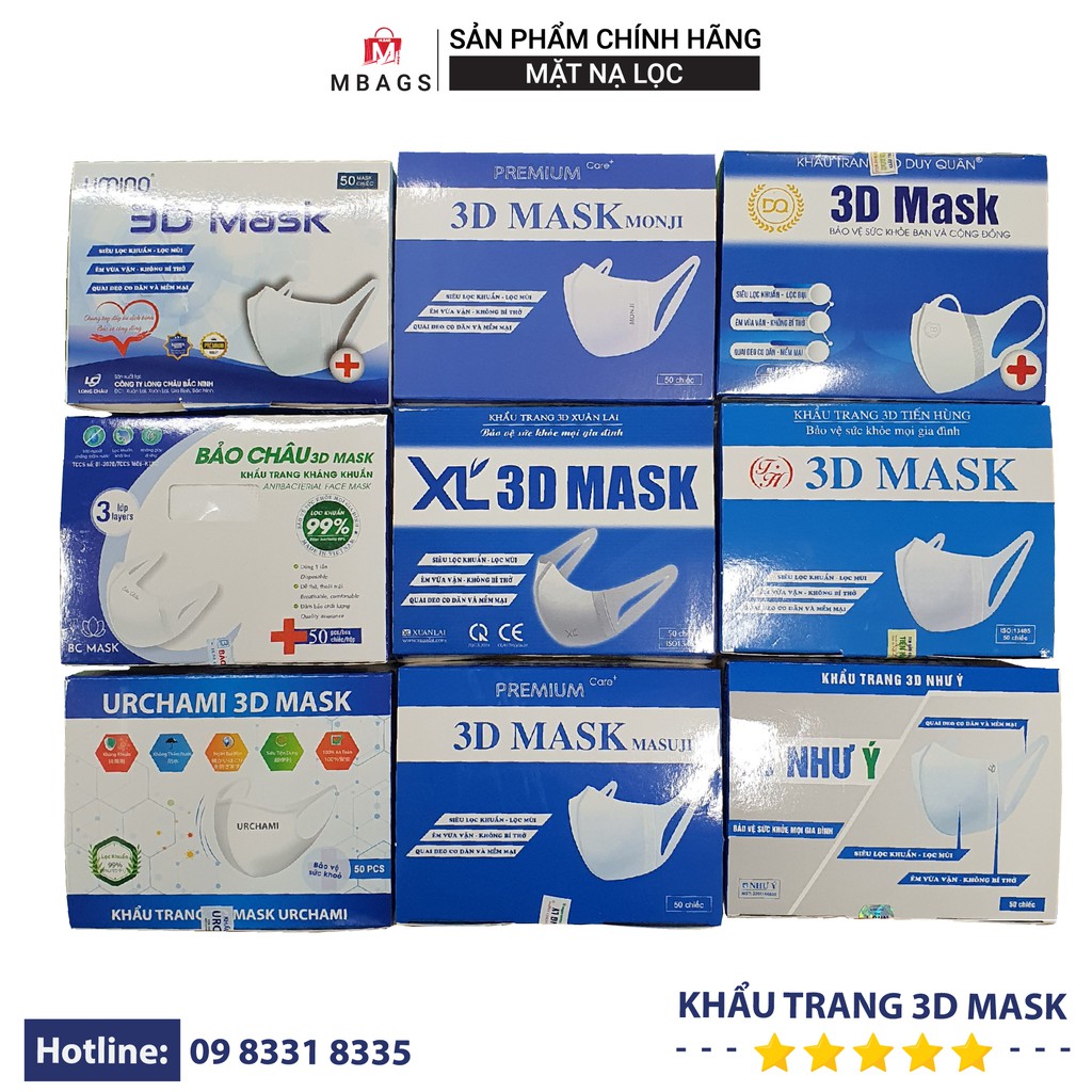 [Sẵn Nhiều Loại] Khẩu Trang 3D Mask Công Nghệ Dập Nhật Bản ( Hộp 50 cái )