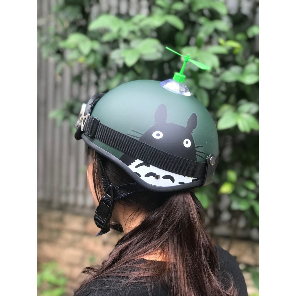 Mũ bảo hiểm nửa đầu 1/2 TOTORO XANH RÊU  +KÍNH PHI CÔNG+CHONG CHÓNG