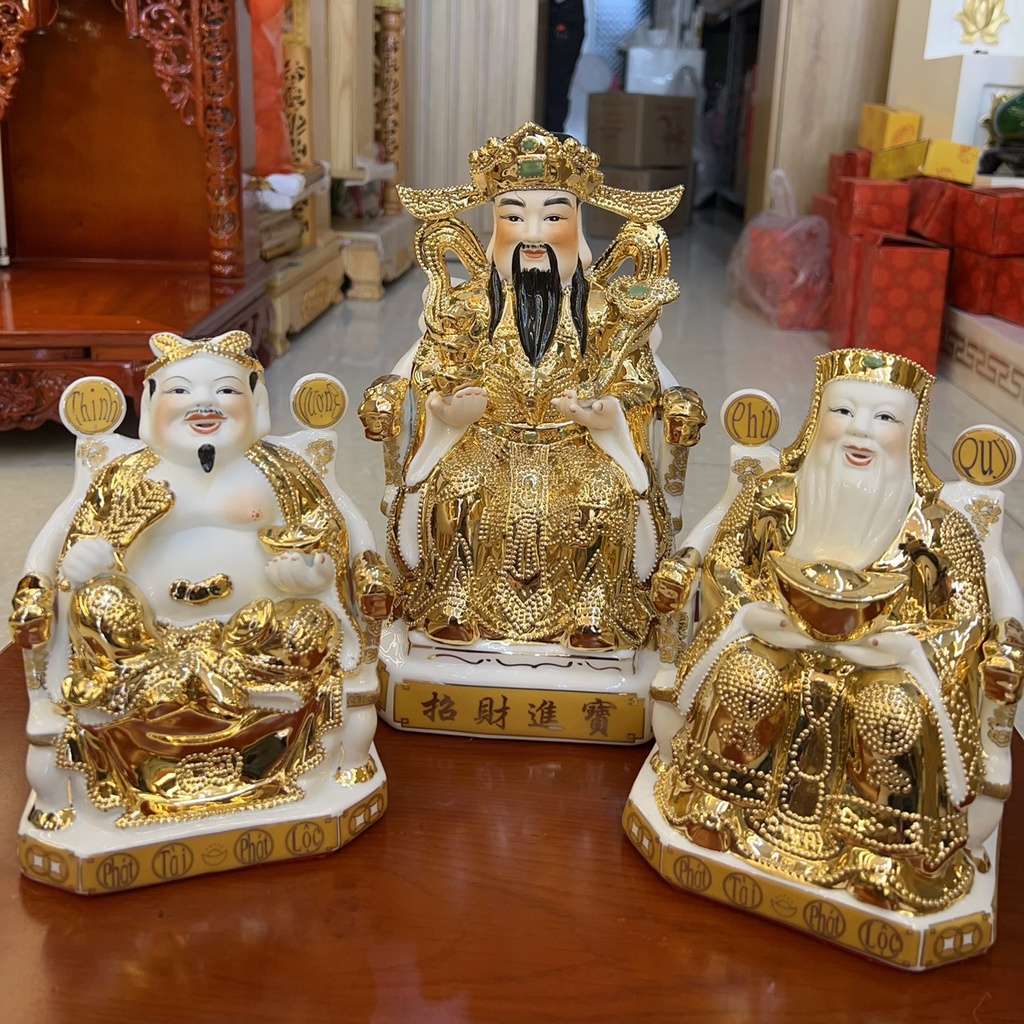 Tượng Thờ Thần Tài Thổ Địa, Ông Thần Tiền dát vàng kim cao cấp