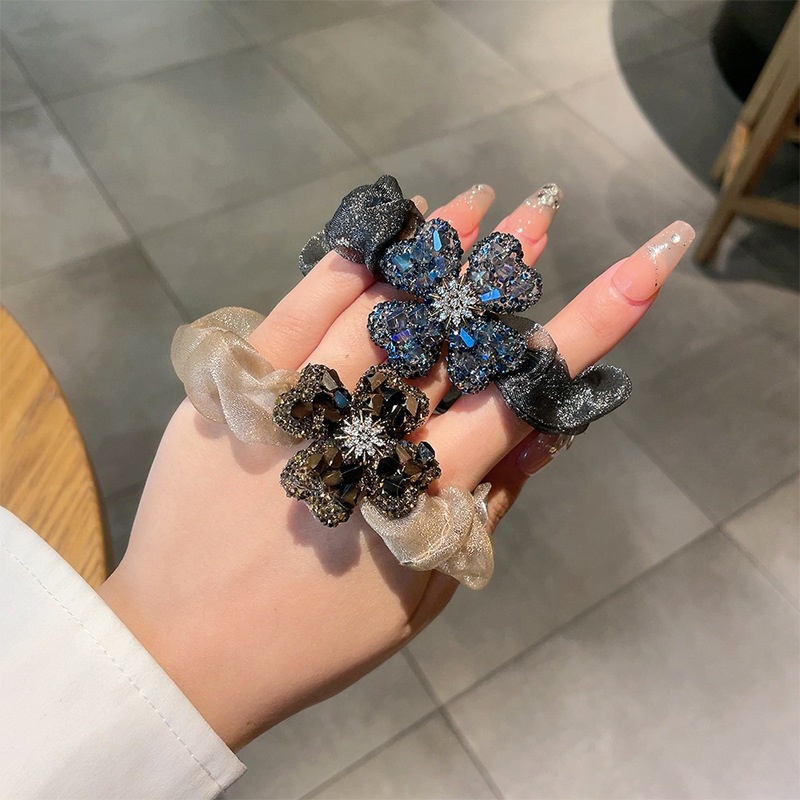 Dây Buộc Tóc Cao Su Bản Lớn Đính Đá Lấp Lánh Thời Trang Cho Nữ