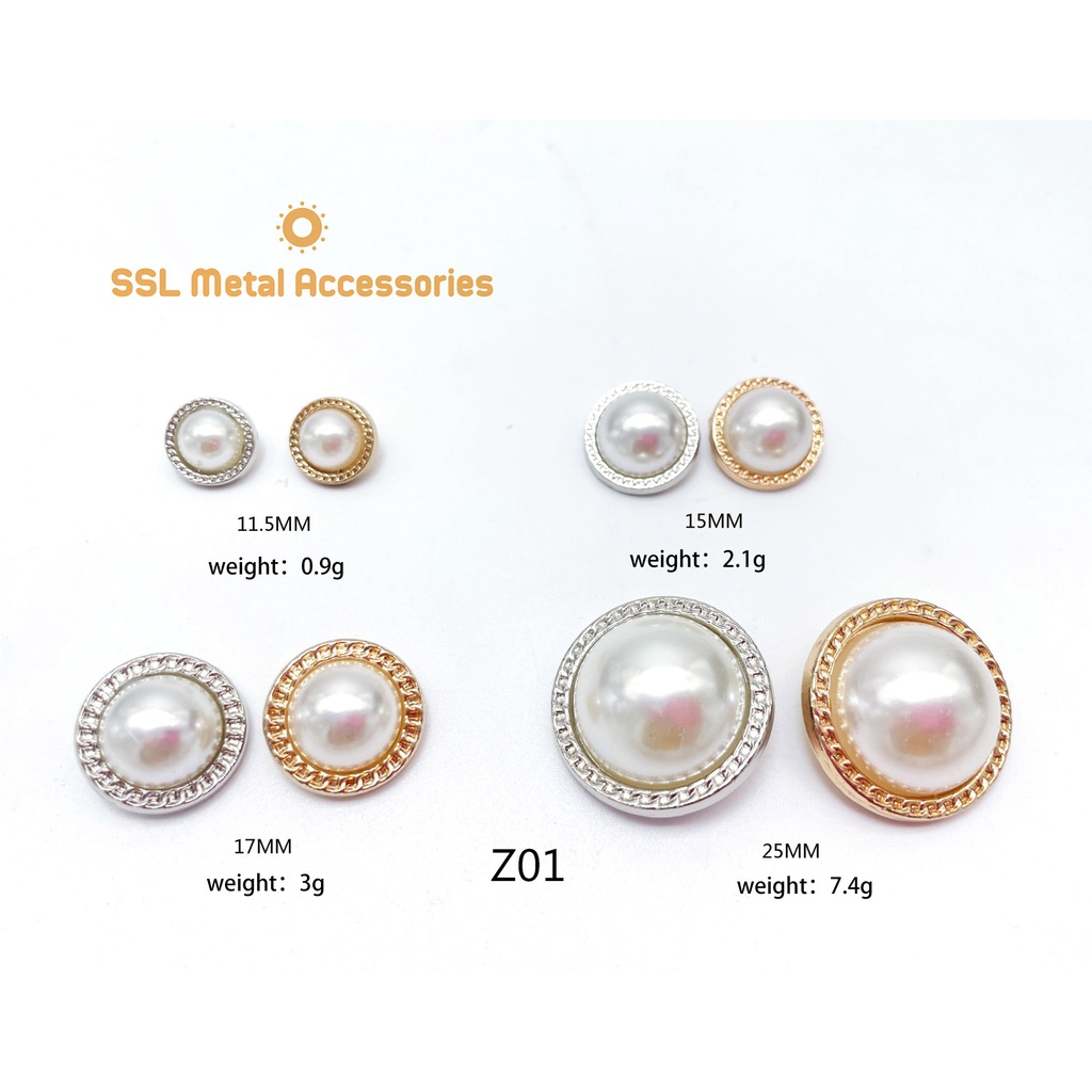 Nút Áo Kim Loại Thời Trang Cườm Hình Tròn Màu Vàng, Bạc Dành Cho Áo Dạ, Áo Vest Z01 - 11Mm, 12Mm, 17Mm (1 Cái)