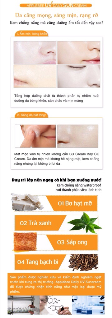 Kem chống nắng Vật lý applebee daily hàn quốc.