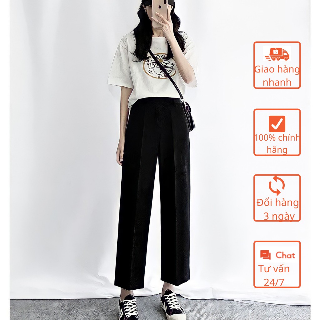 Quần Ống Rộng Lưng Cao Khóa Sườn QA05, Quần Ống Suông Culottes Cạp Cao Khóa Hông Phong Cách Hàn Quốc