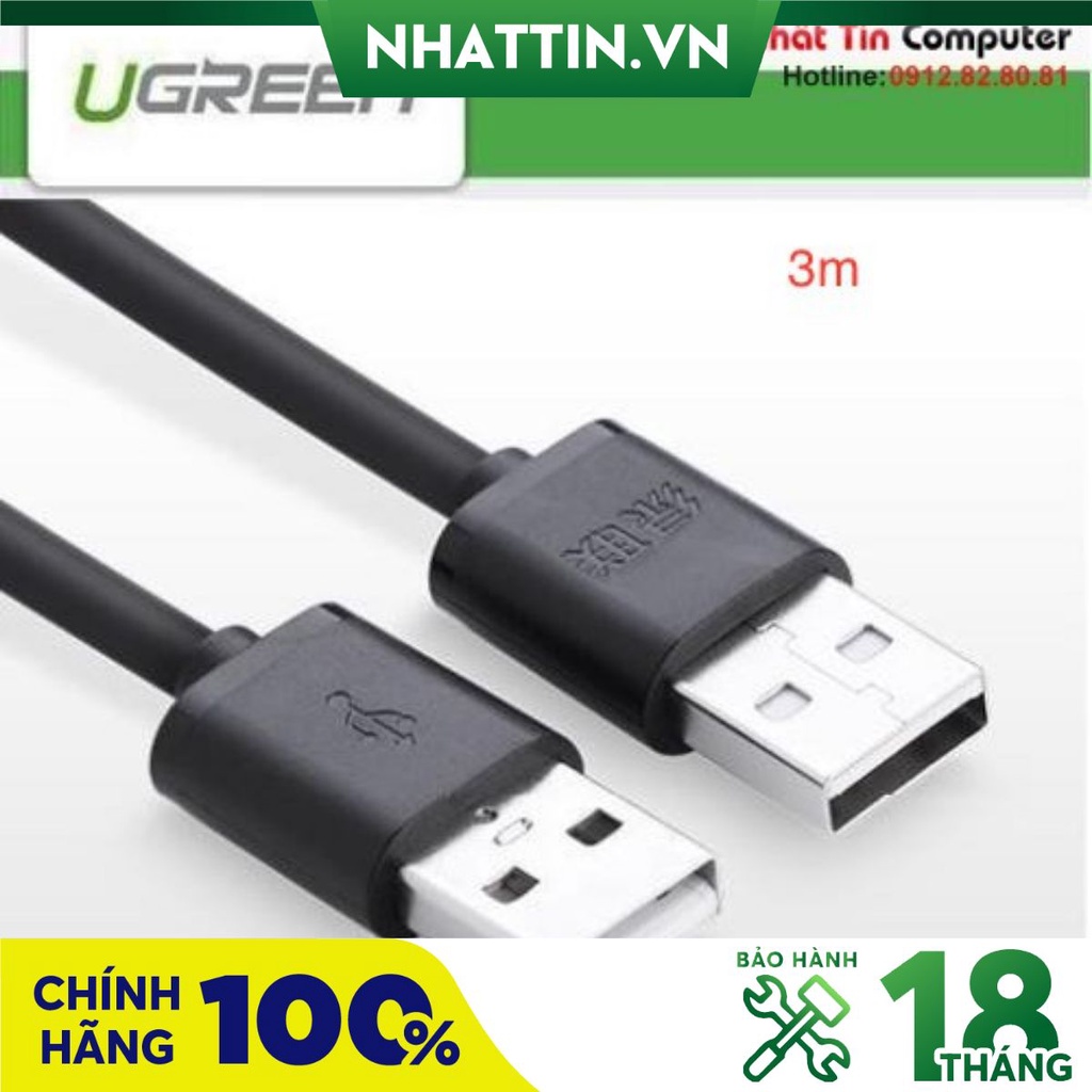 Cáp USB 2.0 chuẩn A 2 dầu dương M/M dài 3m Ugreen UG-30136 Chính hãng