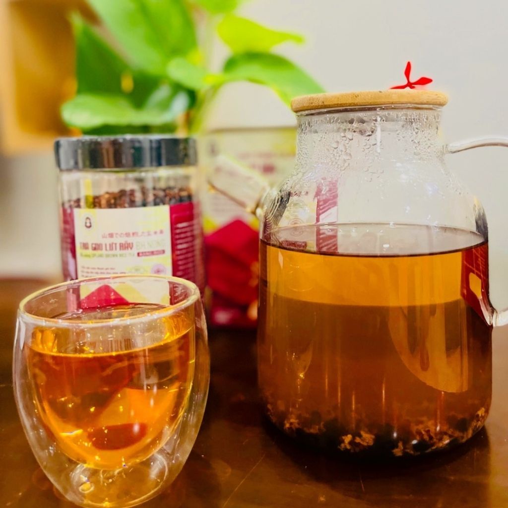 Trà gạo lứt đậu đen rang tay Bnong 500gr nguyên liệu tự nhiên an toàn, giảm cân, tốt cho người tiểu đường, detox