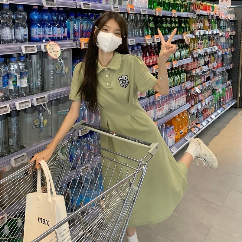 Đầm Tay Ngắn Cổ polo Dáng Chữ A Thời Trang Mùa Hè Mới Cho Nữ