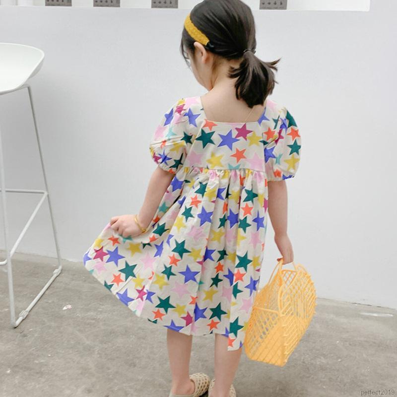 Váy ngôi sao trẻ em Phong cách mùa hè Puff Sleeve Dress Công chúa Váy trẻ em