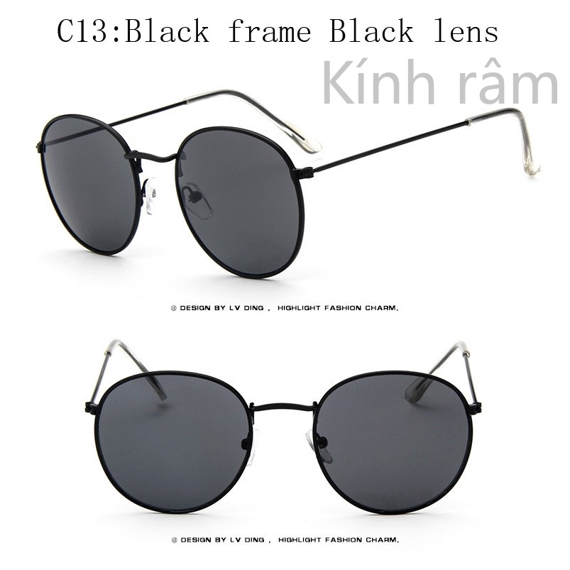Kính mát tráng gương gọng tròn bằng kim loại sành điệu cho nữ