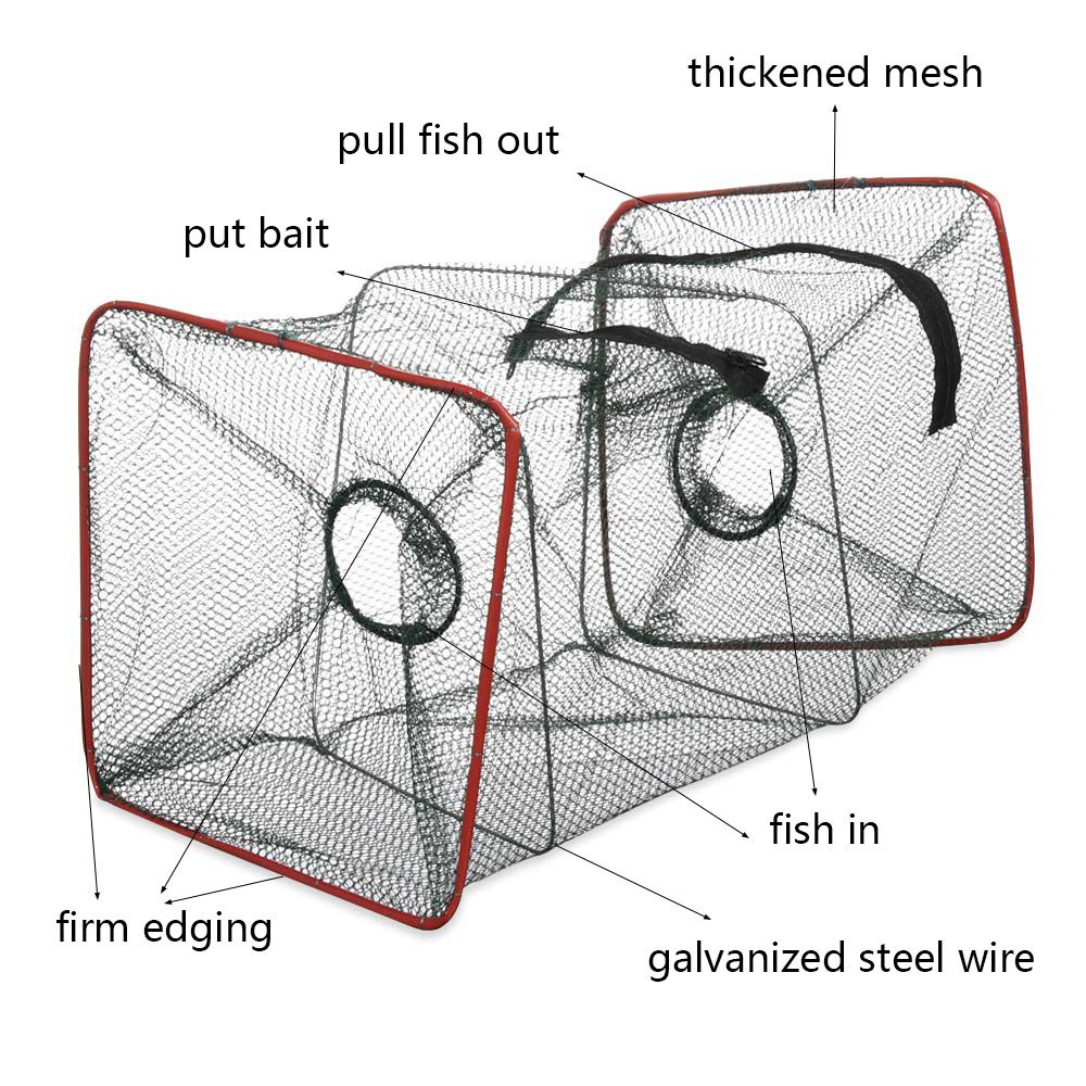 Lồng Lưới Bắt Tôm Cá/Tôm/Tôm Bằng Nylon Bền Có Khóa Kéo Có Thể Gập Gọn