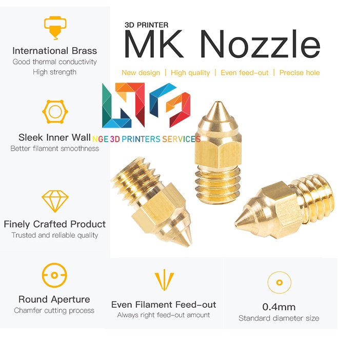 Đầu đùn nhựa đồng thau MK cho máy in 3d Ender 3../ Ender 5/ Cr-6../ Cr-10...5pcs/Set