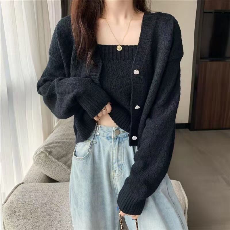 Set áo cadigan kèm áo 2 dây siêu xinh, chất len dày mịn