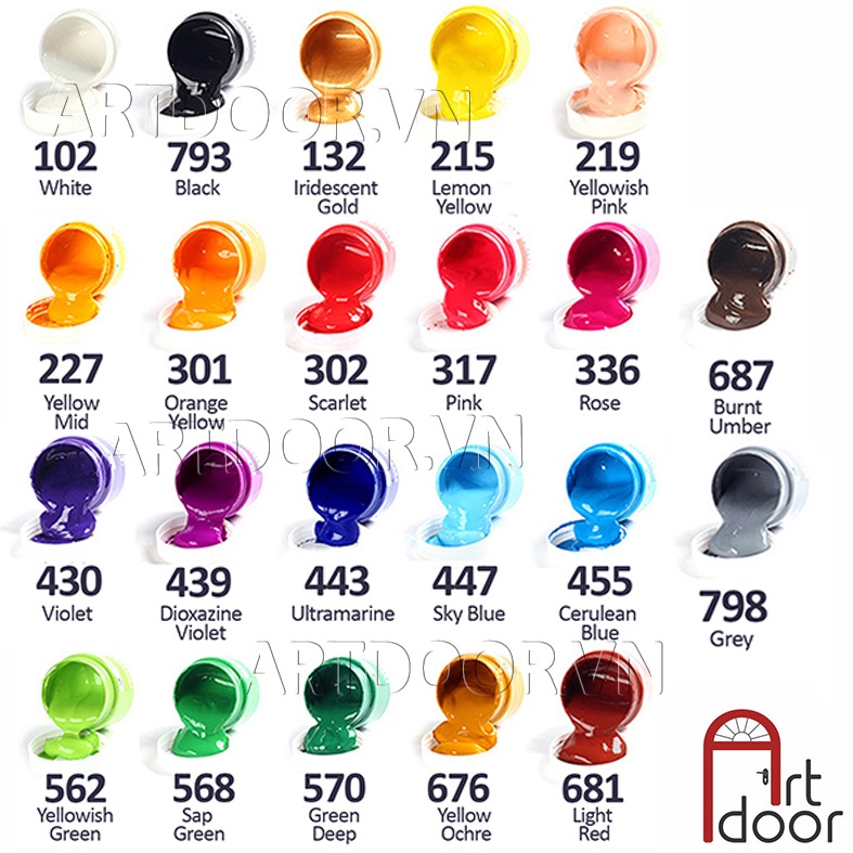 [ARTDOOR] Màu vẽ Gouache MARIES dạng Hũ lẻ (100ml)