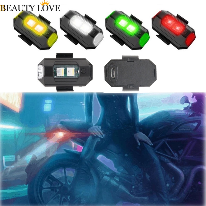 1 Bộ Đèn Led Cảnh Báo An Toàn Chống Va Chạm / Nguồn USB Không Dây Cho Xe Máy / Xe Hơi Điều Khiển Từ Xa