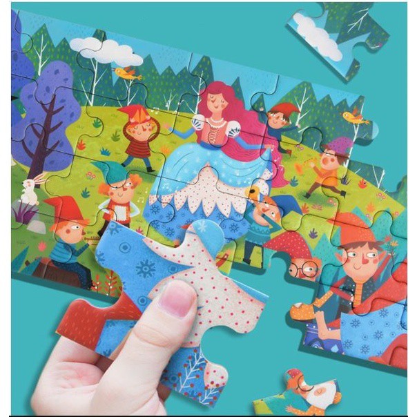 Xếp hình cổ tích Mideer 36 miếng Fairy Tale puzzle Alice, Bạch Tuyết, ba chú lợn con, cô bé quàng khăn đỏ toygarden