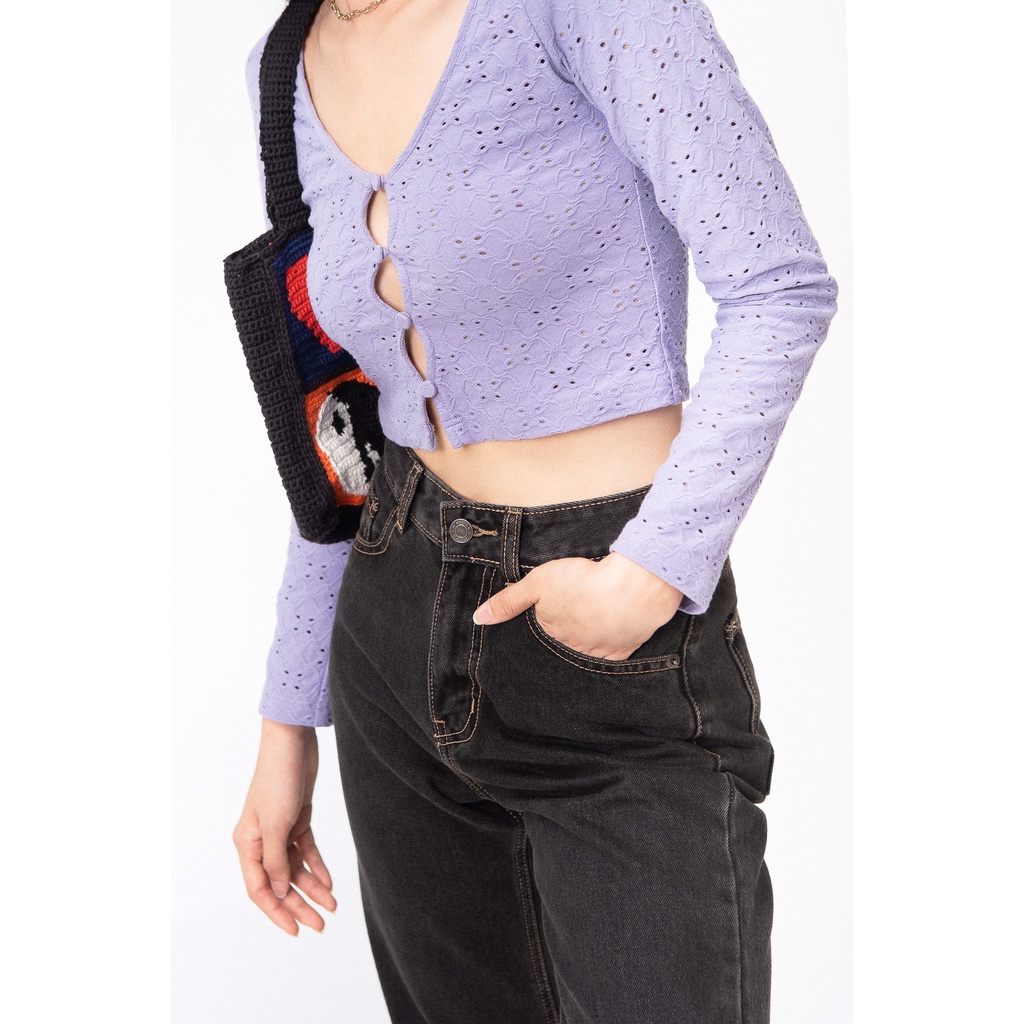 LIBÉ - Quần jeans dài màu đen dáng ôm có năm túi