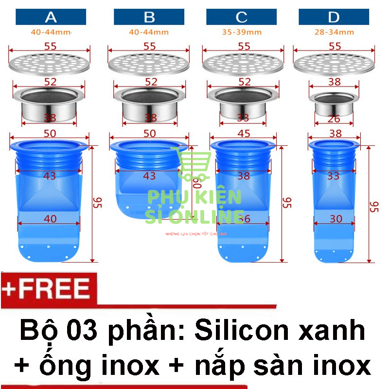 Bịt cống silicon/bộ nắp_B243_ phễu thoát sàn chống trào ngược ngăn côn trùng, chặn mùi hôi cống khử mùi tiện ích