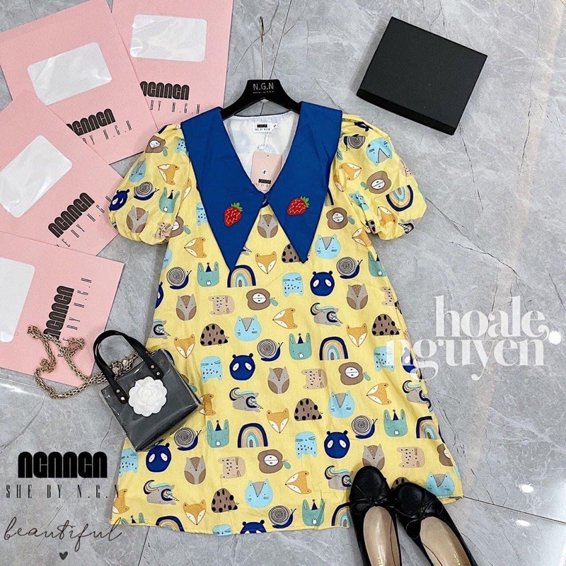 [Siêu Hot] Váy Nữ Dáng Suông Hoạ Tiết, Đầm Nữ Hoạ Tiết Tay Phồng Cổ Phối Siêu Xinh Có Ảnh Thật Kèm Video | BigBuy360 - bigbuy360.vn