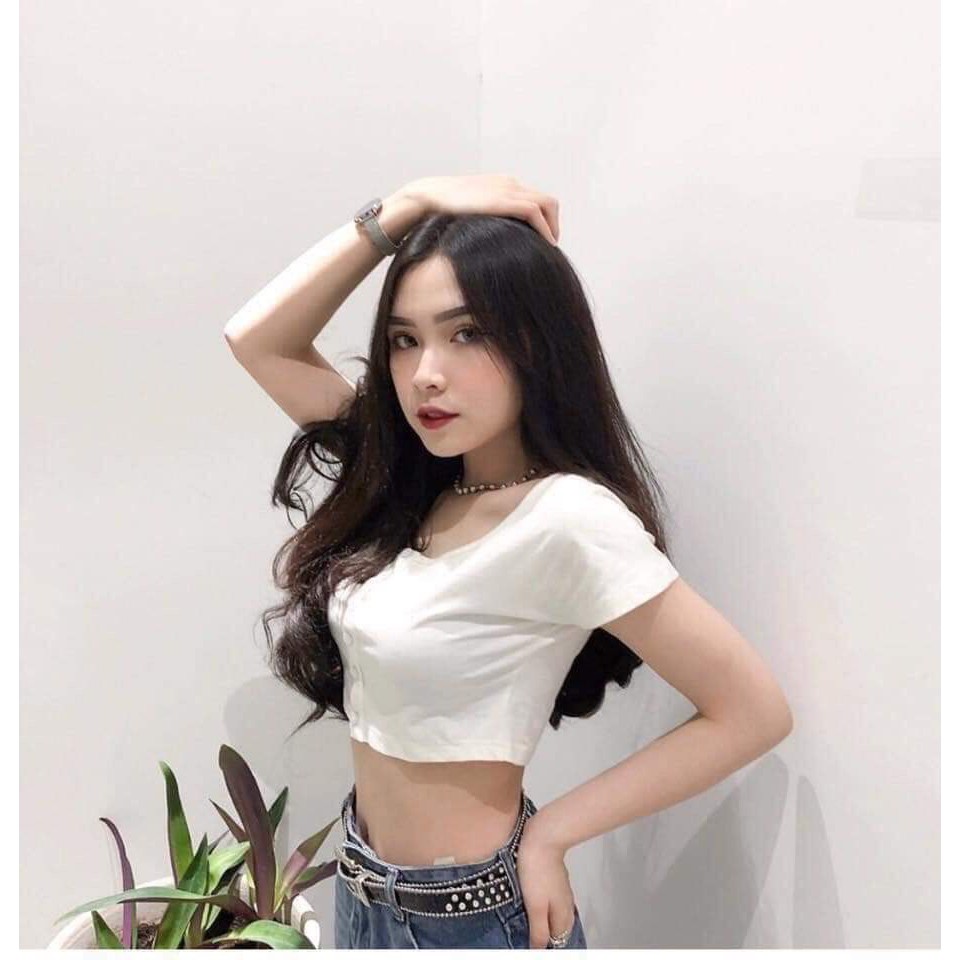 áo croptop trơn hàng nút xinh hot hit tôn dáng siêu hot