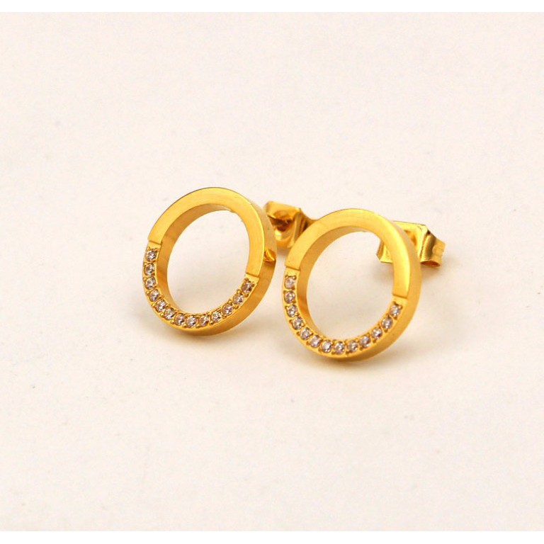 Bông Tai Nữ Hình Tròn Titan Không Đen TT 0894