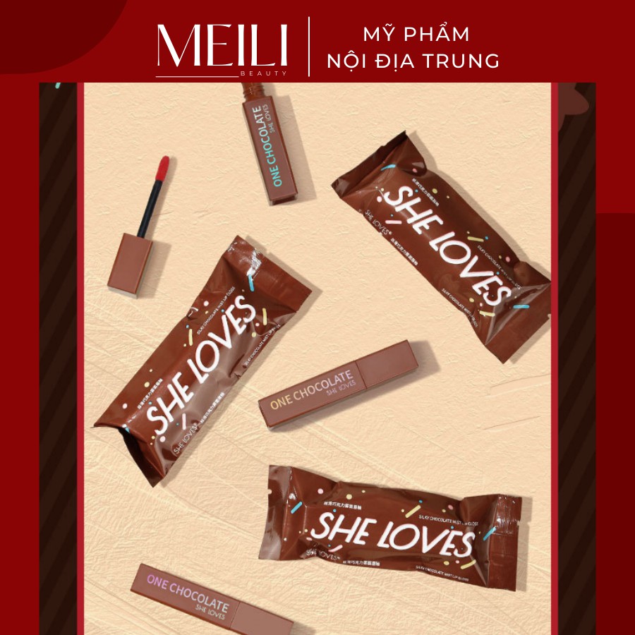Son Kem Lì Mịn Môi Chống Nước Lâu Phai Thiết Kế Vỏ Son Hình Thanh Socola Độc Đáo SHELOVES CHOCOLATE