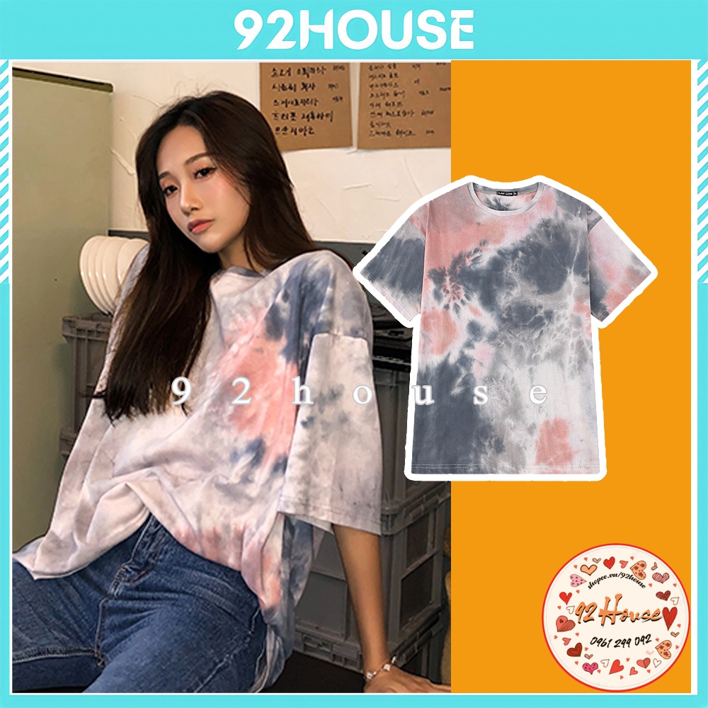 Áo thun unisex nam nữ loang màu xám cà rốt freesize form rộng tay lỡ