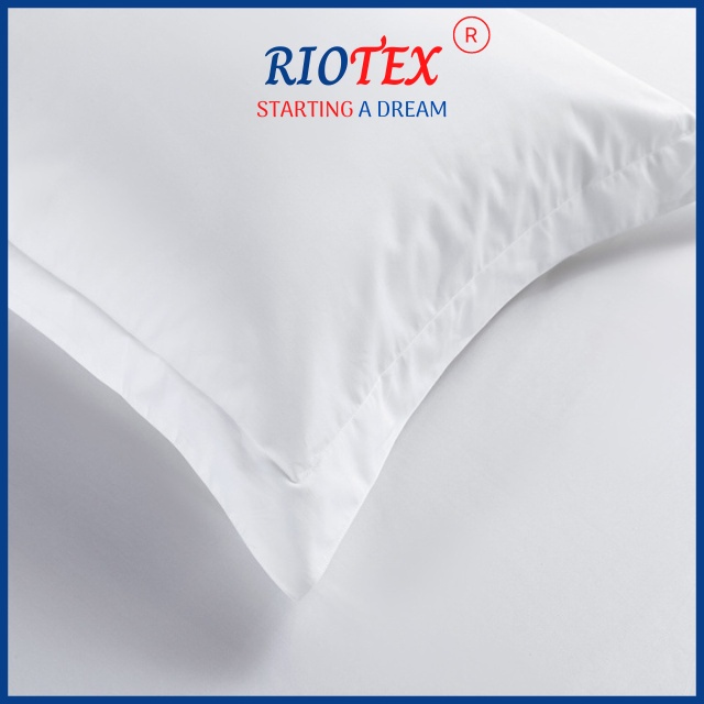 T300 Vỏ Gối Trắng Trơn Cotton RIOTEX Kích Thước 40x60/50x70/30x105cm Cho Khách Sạn Nhà Nghỉ
