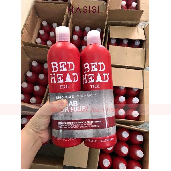 Bộ Gội Xả Phục Hồi Tóc BEDHEAD TIGI REHAB FOR HAIR SHAMPOO &amp; CONDITIONER 750ml x 2 (Đỏ)
