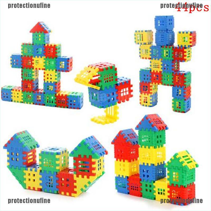 Bộ khối lắp ráp 44 mảnh xếp hình ngôi nhà làm đồ chơi giáo dục sớm cho bé