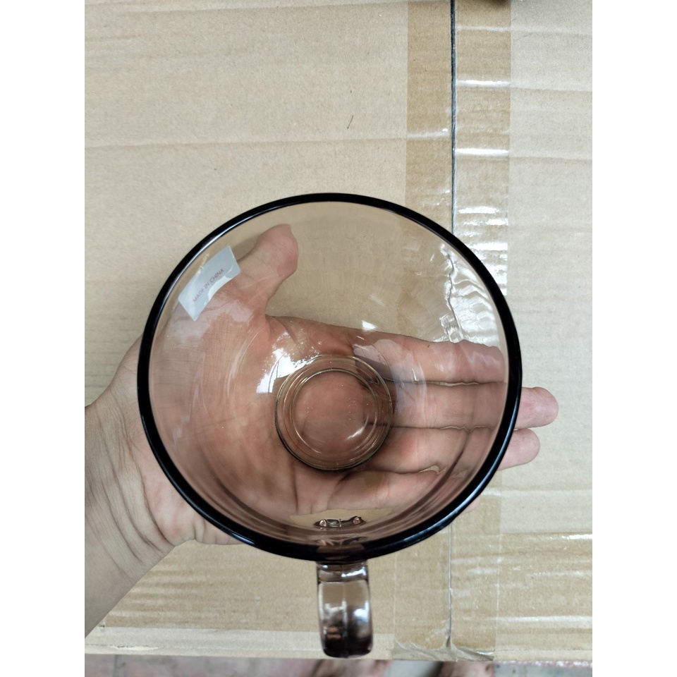 Cốc hổ phách thủy tinh 480ml to, Ly thủy tinh màu hổ phách 480ml to