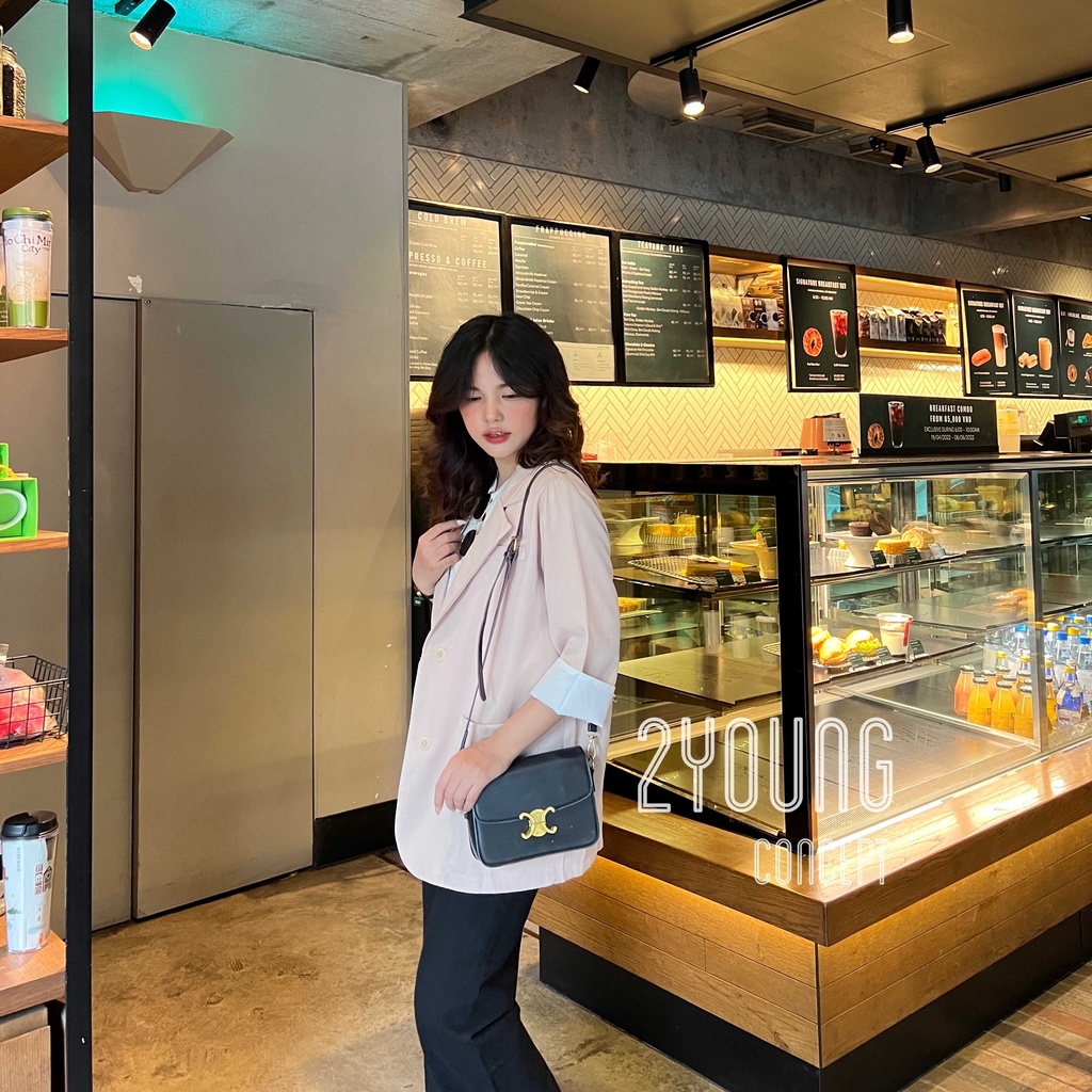[2YOUNG] [ẢNH THẬT SHOP CHỤP] Áo blazer tay lửng mix A1632