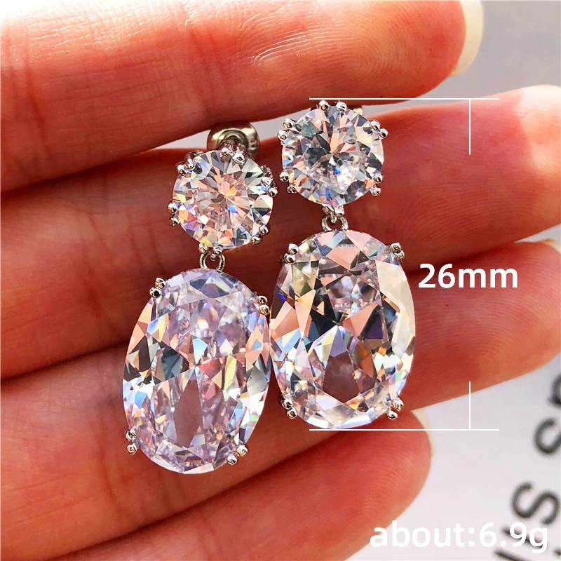 1 Đôi Bông Tai Đính Đá Zircon Thanh Lịch Dành Cho Nữ
