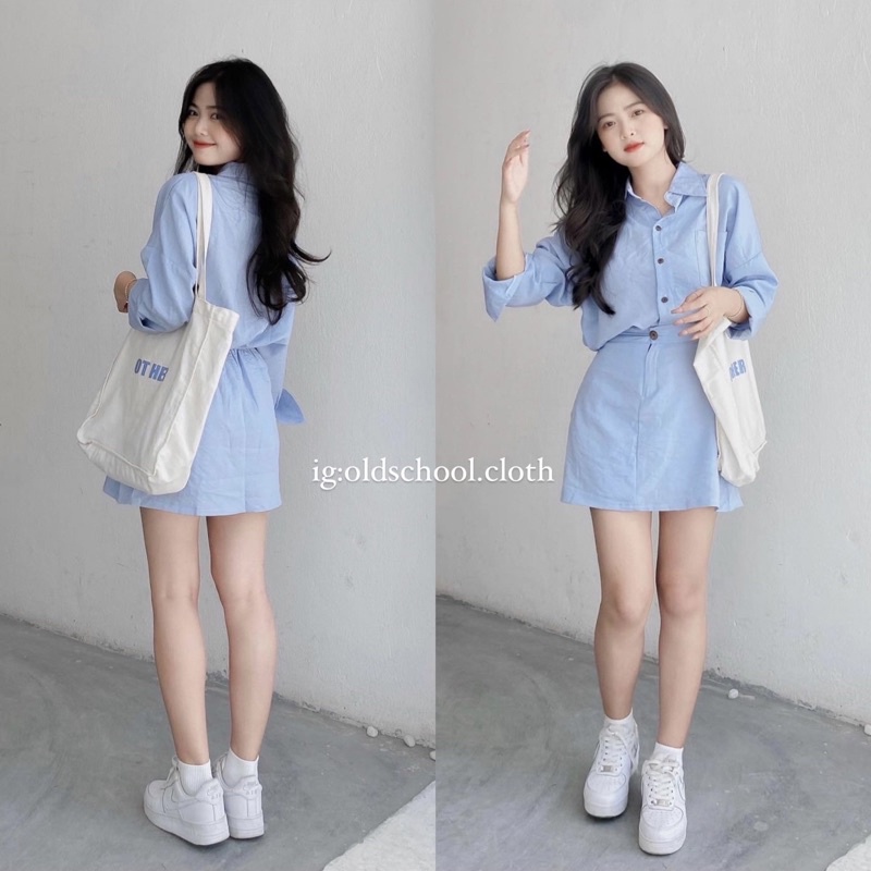 [VIDEO] SET ÁO SƠ MI ĐŨI VÀ CHÂN VÁY CÓ LÓT (ảnh thật)