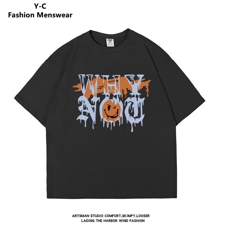 Áo Thun Dáng Rộng Cổ Tròn In Chữ Size M-8XL Thời Trang Cho Nam