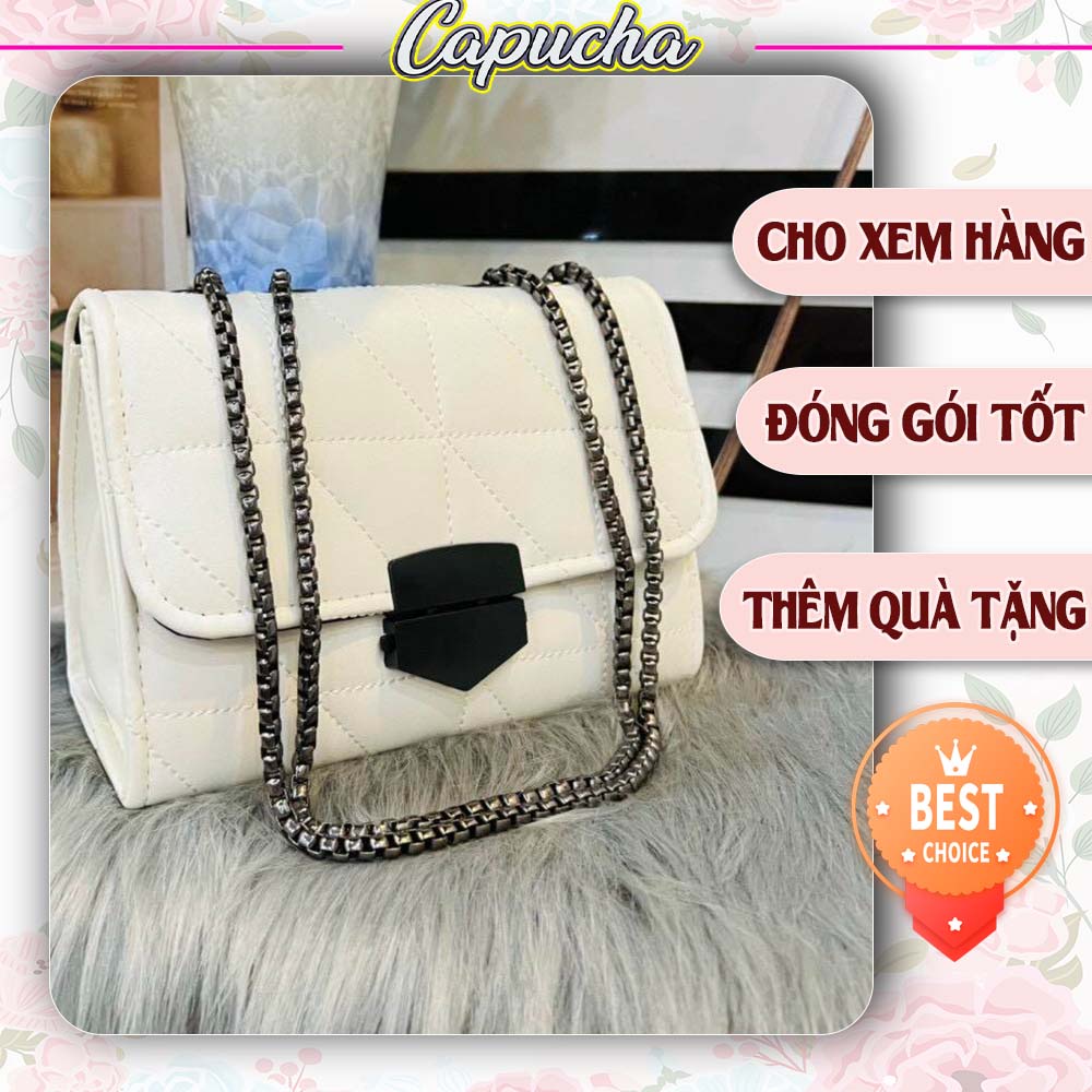 Túi xách nữ đeo vai dây xích đặc chống trộm cướp may trần chỉ phong cách Hàn Quốc Capucha T49