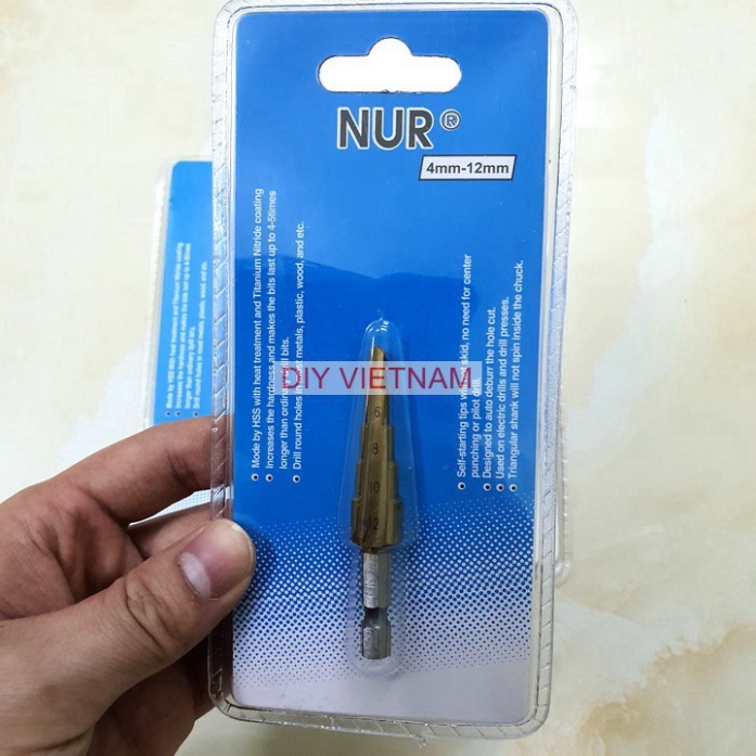 Mũi khoan tháp TITANIUM chuôi lục giác NUR cao cấp
