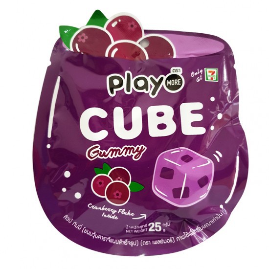 [Mã GRO2405 giảm 10% đơn 250K] ( Bán sỉ ) Hộp 6 gói Kẹo dẻo Play More CUBE nhân Cranberry 25gr