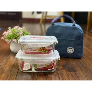 Bộ hộp cơm thủy tinh Lock & Lock kèm túi giữ nhiệt