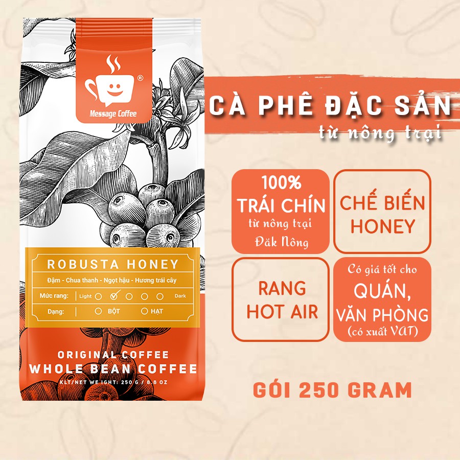 Cà phê pha phin Robusta Honey Đặc Biệt 100% cafe mộc rang xay nguyên chất, pha phin máy,ngon rẻ