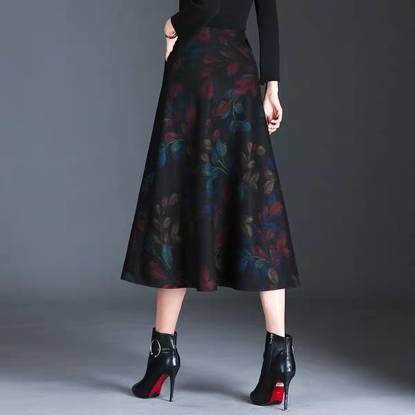 Chân Váy Dài Qua Gối Dáng Chữ A Lưng Cao In Họa Tiết Thời Trang Cho Nữ