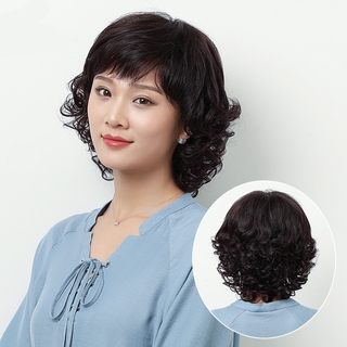 Tóc Giả Trung Niên Và Cao Tuổi Nữ Tóc Ngắn Mẹ Tóc Thật Thời Trang Tóc Ngắn Xoăn Bồng Bềnh Tóc Giả Toàn Đầu