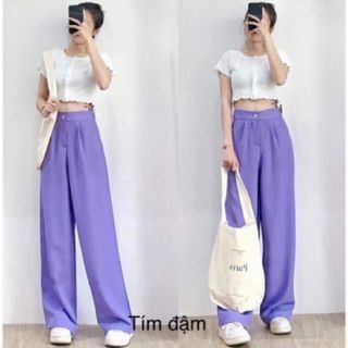 Quần Culottes Ống Rộng Khóa Trước Nhiều Màu