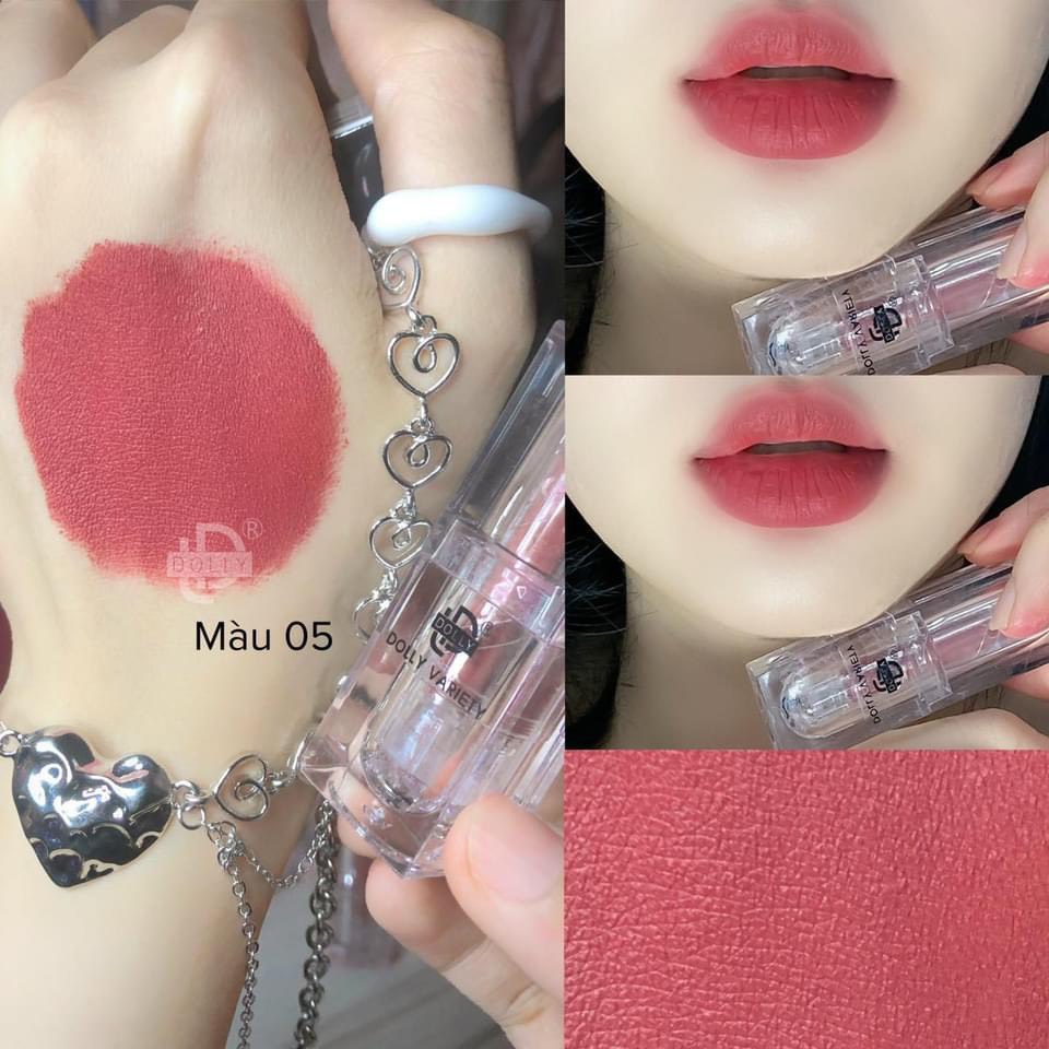 Son Sáp Phủ Phấn Dolly Variety Colour Không Chì Siêu Lì Mềm Môi Vỏ Trong Suốt