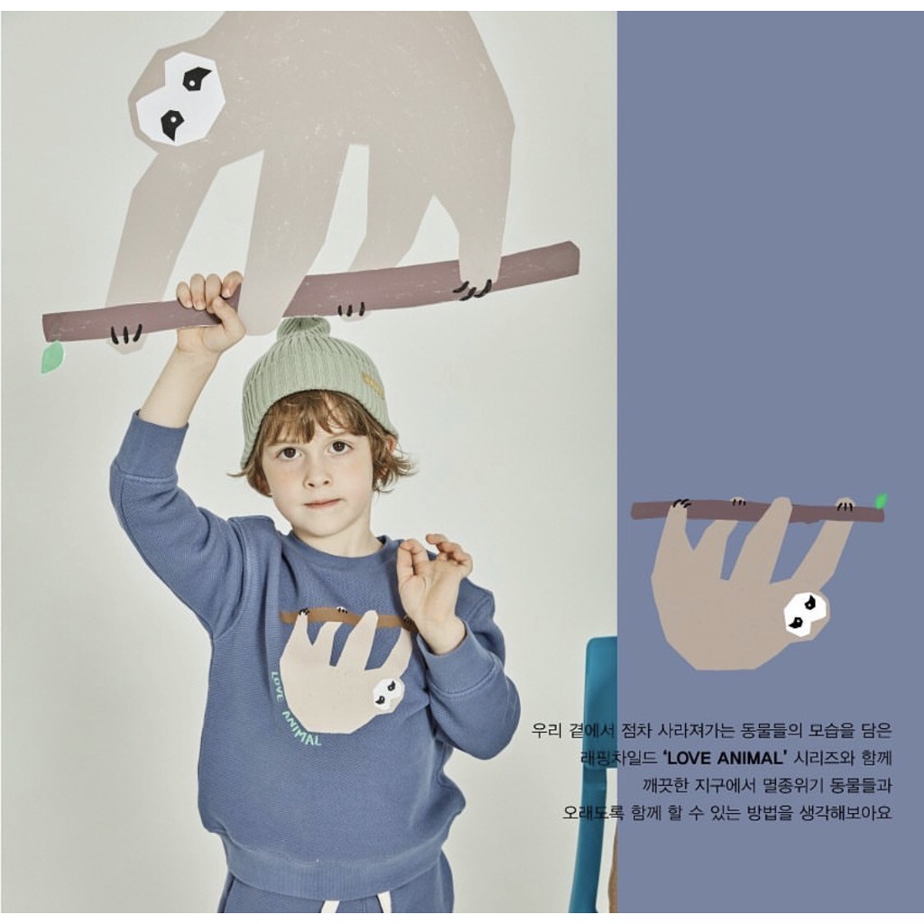 Áo nỉ da cá Love animals Laughin child